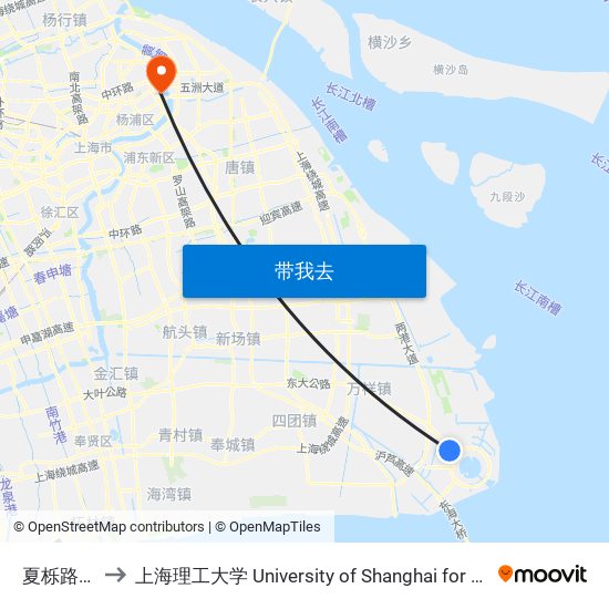 夏栎路铃兰路 to 上海理工大学 University of Shanghai for Science and Technology map