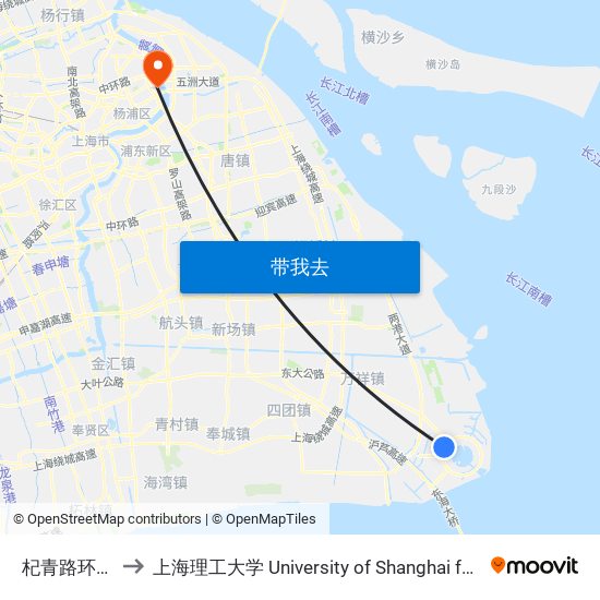 杞青路环湖西三路 to 上海理工大学 University of Shanghai for Science and Technology map