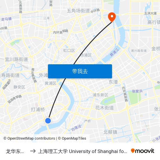 龙华东路蒙自路 to 上海理工大学 University of Shanghai for Science and Technology map