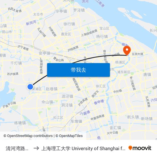 清河湾路漕盈路(西) to 上海理工大学 University of Shanghai for Science and Technology map