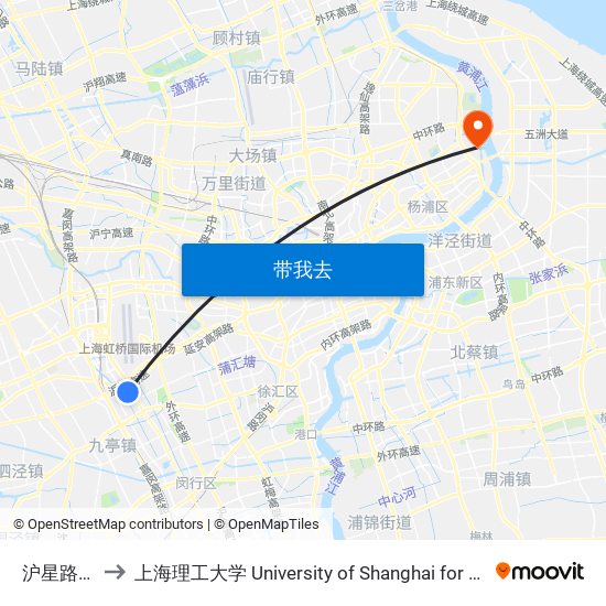 沪星路七莘路 to 上海理工大学 University of Shanghai for Science and Technology map