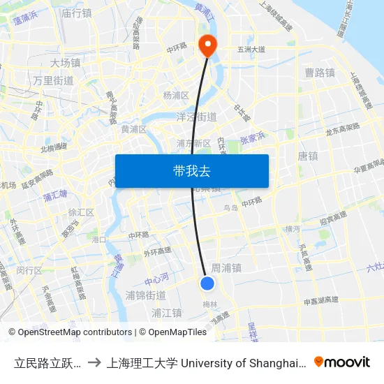 立民路立跃路(招呼站) to 上海理工大学 University of Shanghai for Science and Technology map