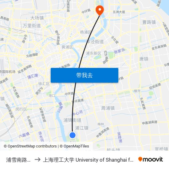 浦雪南路竹园西路 to 上海理工大学 University of Shanghai for Science and Technology map