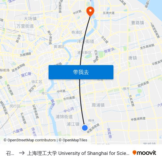 召稼楼 to 上海理工大学 University of Shanghai for Science and Technology map