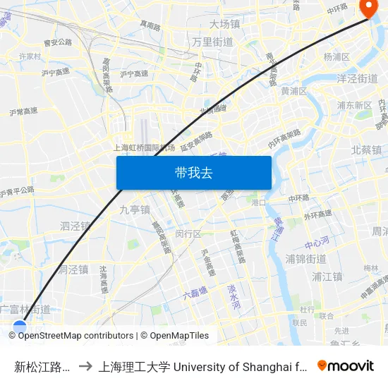 新松江路西林北路 to 上海理工大学 University of Shanghai for Science and Technology map