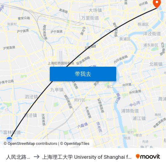 人民北路新松江路 to 上海理工大学 University of Shanghai for Science and Technology map