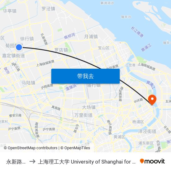 永新路胜竹路 to 上海理工大学 University of Shanghai for Science and Technology map