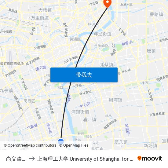 尚义路剑川路 to 上海理工大学 University of Shanghai for Science and Technology map