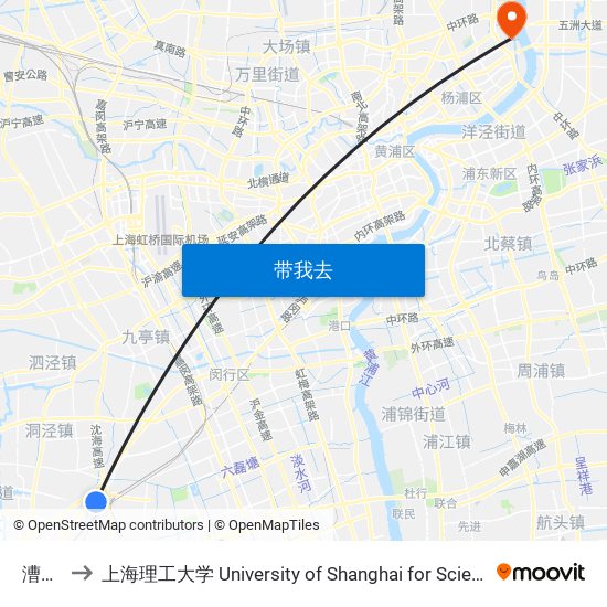 漕河路 to 上海理工大学 University of Shanghai for Science and Technology map