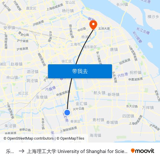 乐康苑 to 上海理工大学 University of Shanghai for Science and Technology map