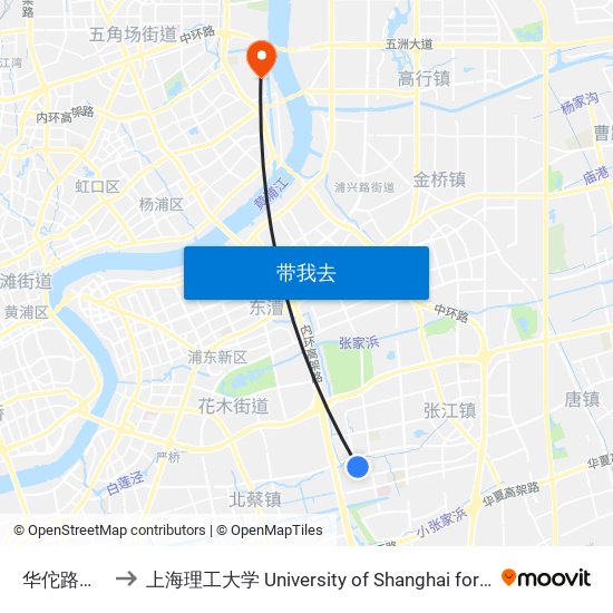 华佗路达尔文路 to 上海理工大学 University of Shanghai for Science and Technology map