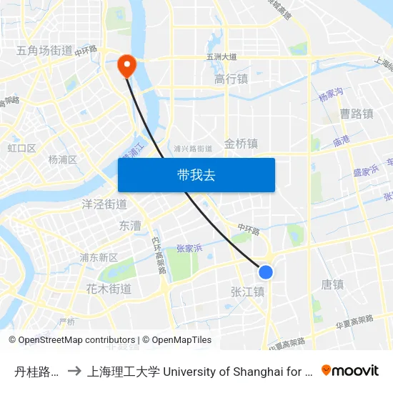 丹桂路青桐路 to 上海理工大学 University of Shanghai for Science and Technology map