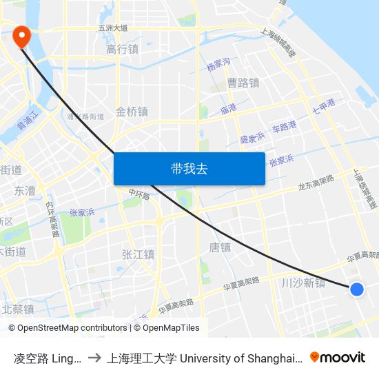 凌空路 Lingkong Road to 上海理工大学 University of Shanghai for Science and Technology map