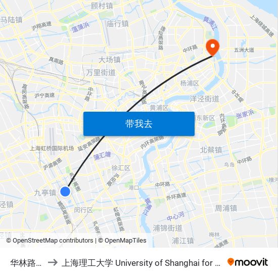 华林路华友路 to 上海理工大学 University of Shanghai for Science and Technology map