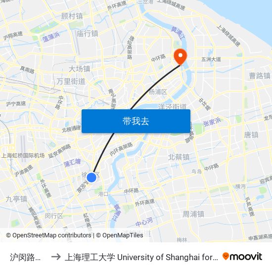 沪闵路冠生园路 to 上海理工大学 University of Shanghai for Science and Technology map