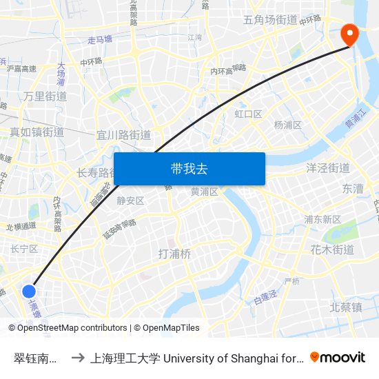 翠钰南路古羊路 to 上海理工大学 University of Shanghai for Science and Technology map