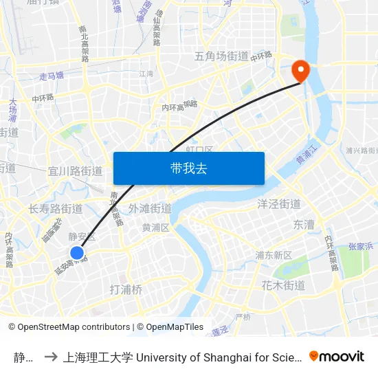 静安寺 to 上海理工大学 University of Shanghai for Science and Technology map