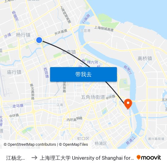 江杨北路泰和路 to 上海理工大学 University of Shanghai for Science and Technology map