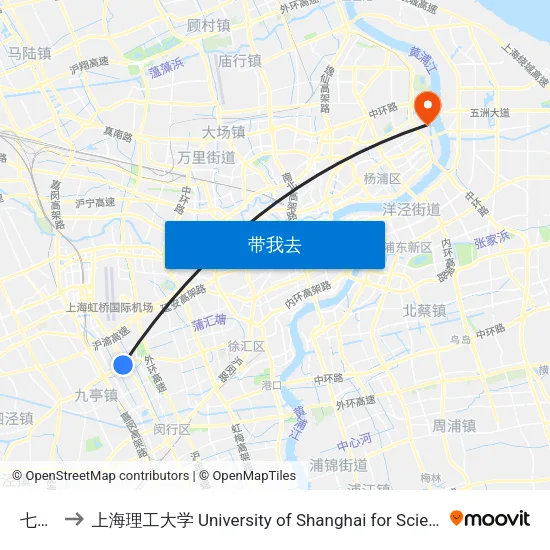 七宝镇 to 上海理工大学 University of Shanghai for Science and Technology map