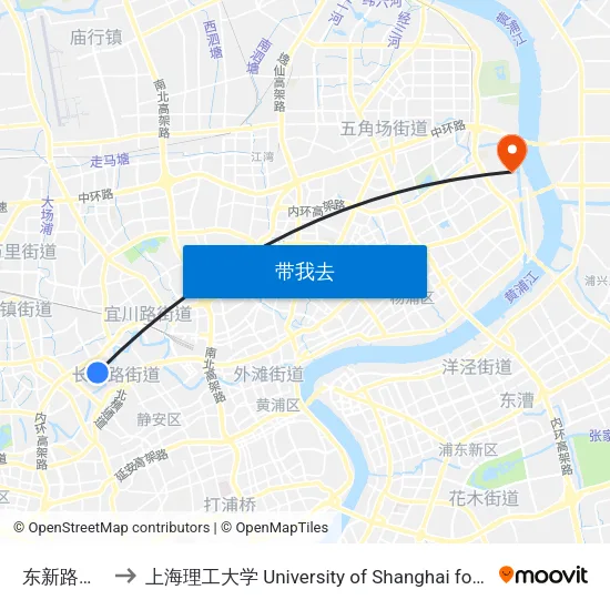 东新路光复西路 to 上海理工大学 University of Shanghai for Science and Technology map