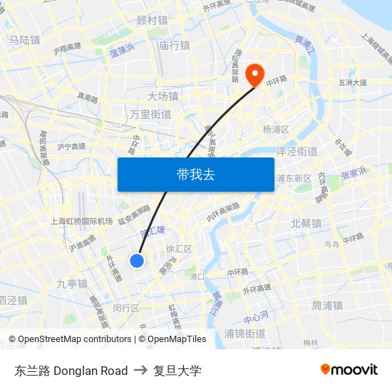 东兰路 Donglan Road to 复旦大学 map