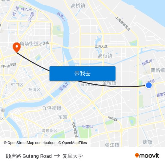 顾唐路 Gutang Road to 复旦大学 map