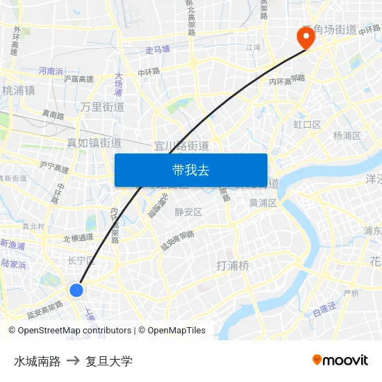 水城南路 to 复旦大学 map
