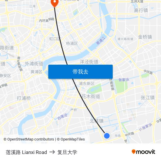 莲溪路 Lianxi Road to 复旦大学 map