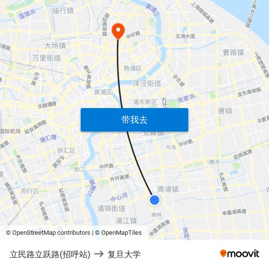 立民路立跃路(招呼站) to 复旦大学 map