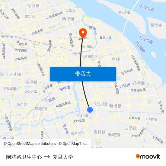 闸航路卫生中心 to 复旦大学 map