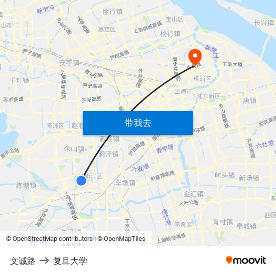 文诚路 to 复旦大学 map