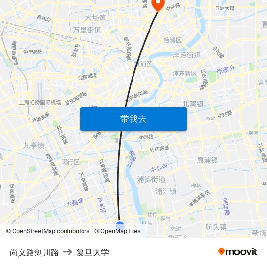 尚义路剑川路 to 复旦大学 map