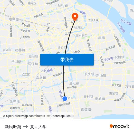 新民旺苑 to 复旦大学 map