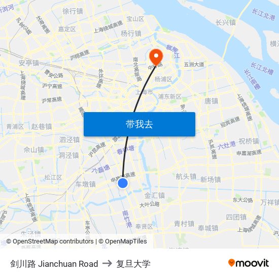 剑川路 Jianchuan Road to 复旦大学 map