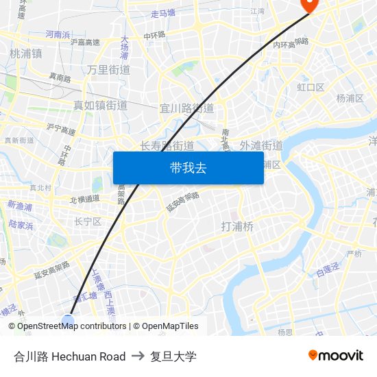 合川路 Hechuan Road to 复旦大学 map