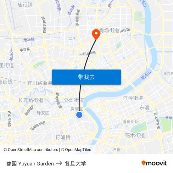 豫园 Yuyuan Garden to 复旦大学 map