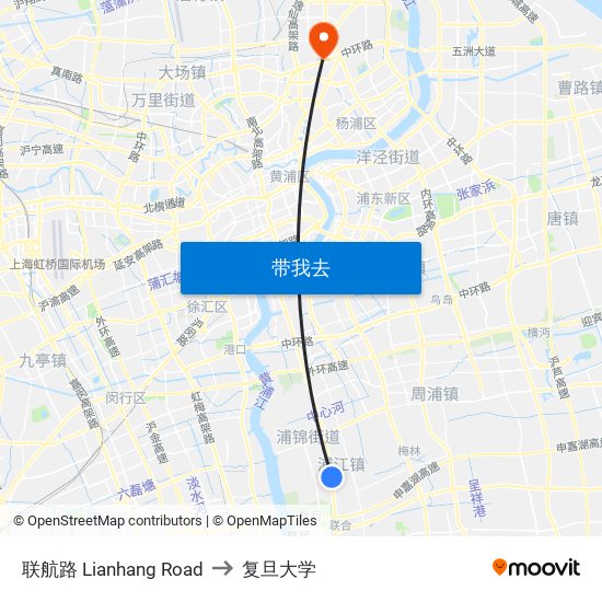 联航路 Lianhang Road to 复旦大学 map