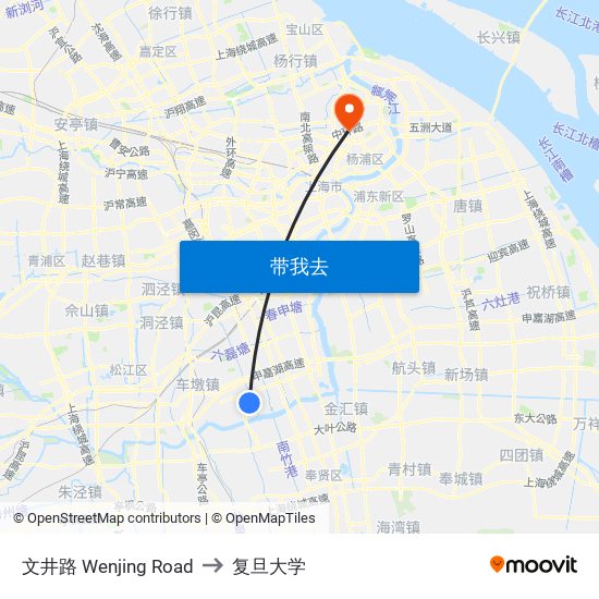 文井路 Wenjing Road to 复旦大学 map