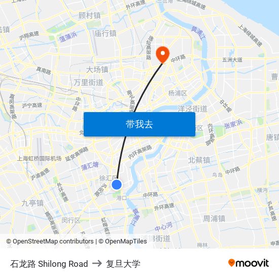 石龙路 Shilong Road to 复旦大学 map