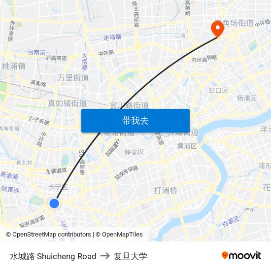 水城路 Shuicheng Road to 复旦大学 map