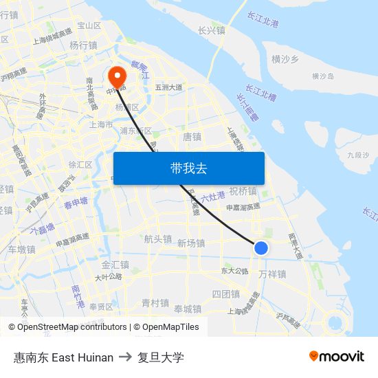 惠南东 East Huinan to 复旦大学 map