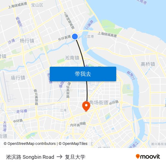 淞滨路 Songbin Road to 复旦大学 map