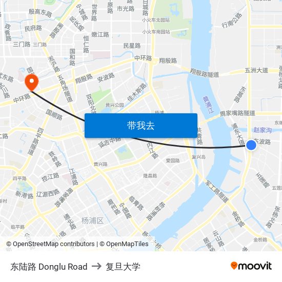 东陆路 Donglu Road to 复旦大学 map