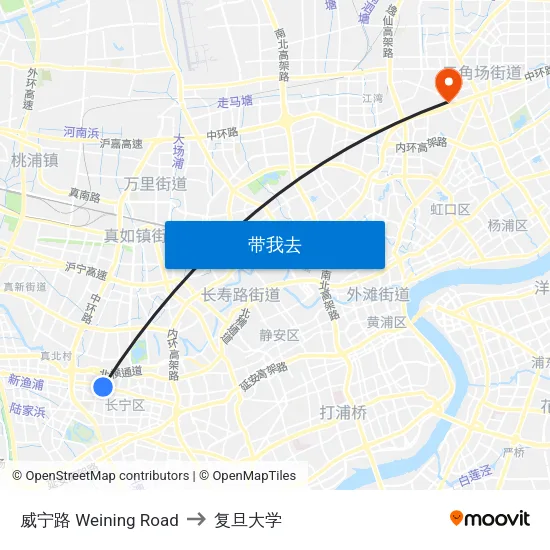 威宁路 Weining Road to 复旦大学 map
