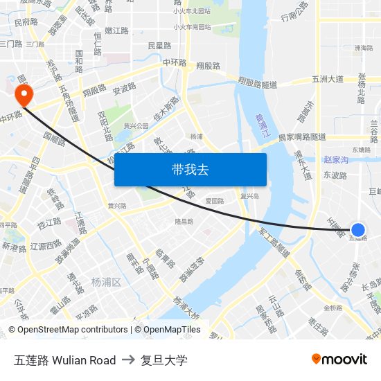 五莲路 Wulian Road to 复旦大学 map