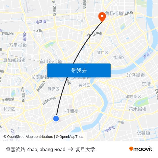 肇嘉浜路 Zhaojiabang Road to 复旦大学 map