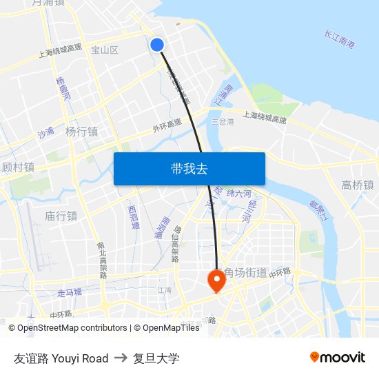 友谊路 Youyi Road to 复旦大学 map