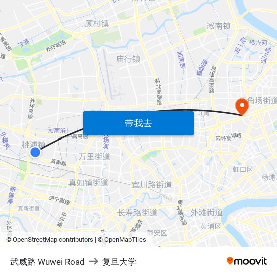 武威路 Wuwei Road to 复旦大学 map
