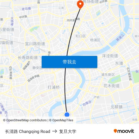 长清路 Changqing Road to 复旦大学 map