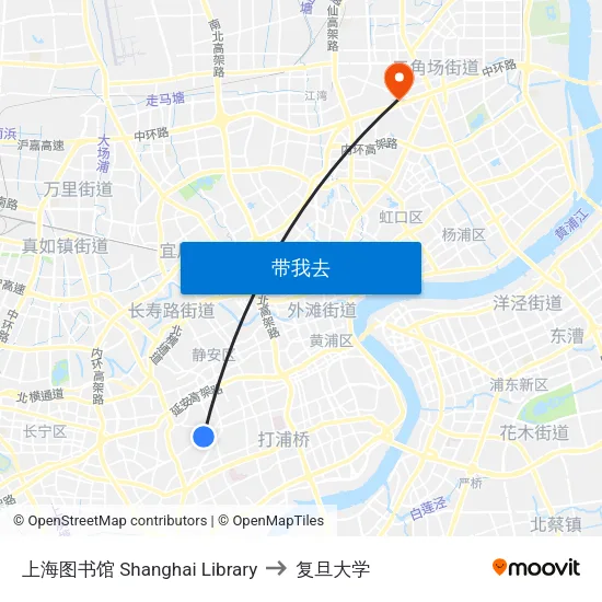 上海图书馆 Shanghai Library to 复旦大学 map